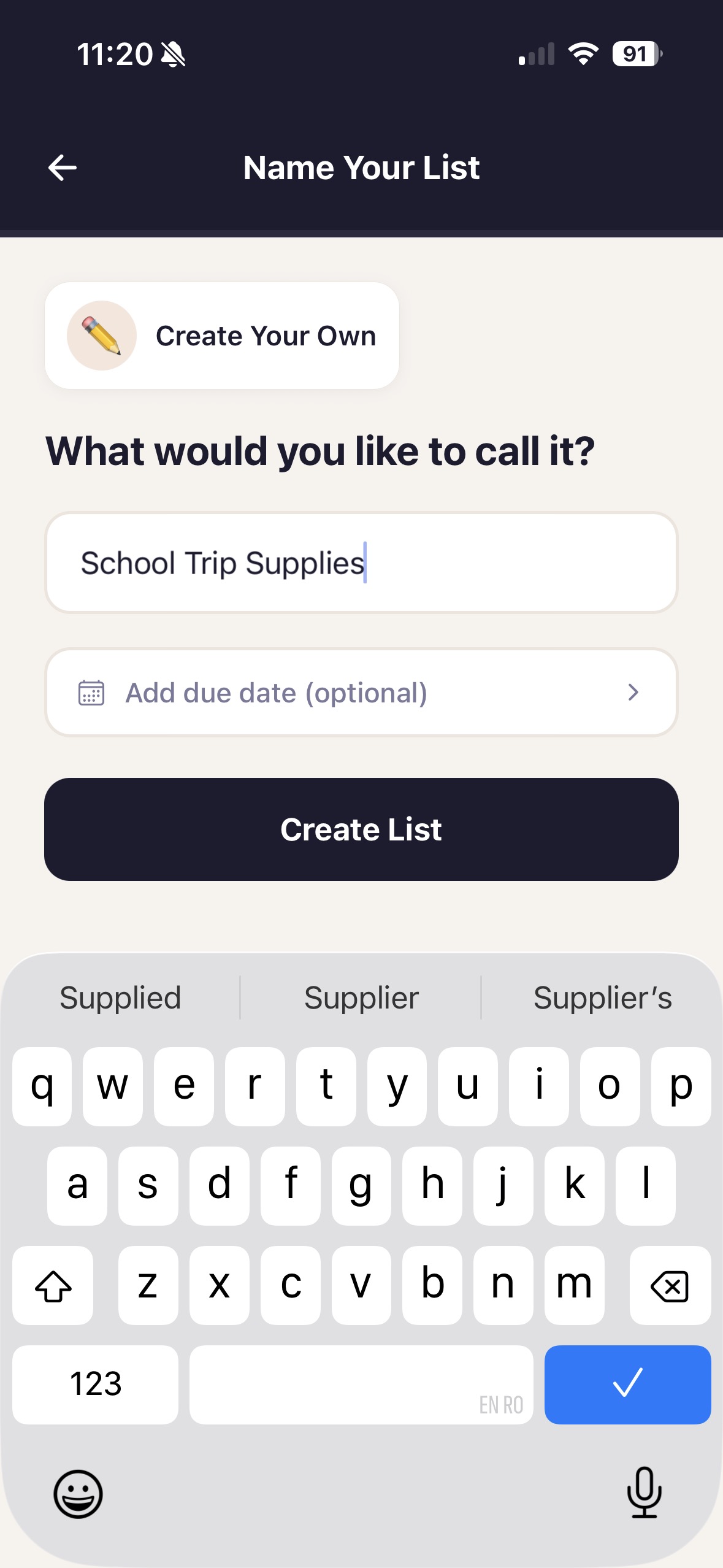 Create your own list